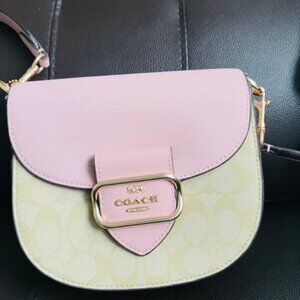 Coach Morgan Saddle Pebble Leather Bag Gunmetal/Black Multi